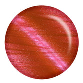 ibd Magnetic Gel Infinite swatch, bright red-orange base with vivid hot pink magnetic shimmer.